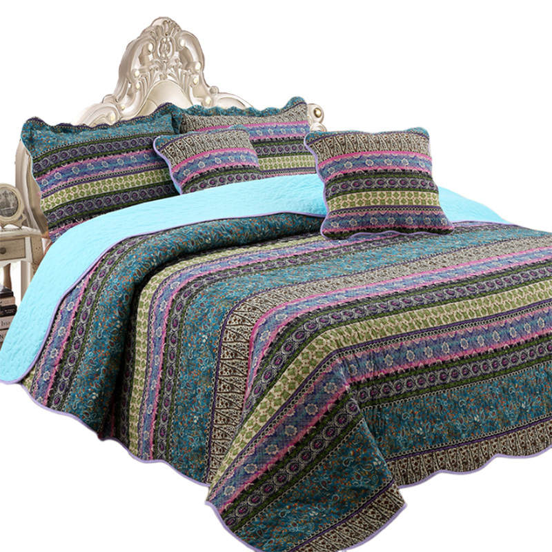 Pack of  3 Cotton Bedspreads Bohemia Coverlet Lightweight Bedcover Bedding
