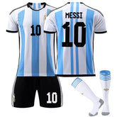 MESSI #10 Argentina Home Jersey 2022/23 Soccer Jersey Kit Football T-shirt Set For Adult Kids
