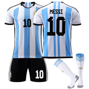 MESSI #10 Argentina Home Jersey 2022/23 Soccer Jersey Kit Football T-shirt Set For Adult Kids