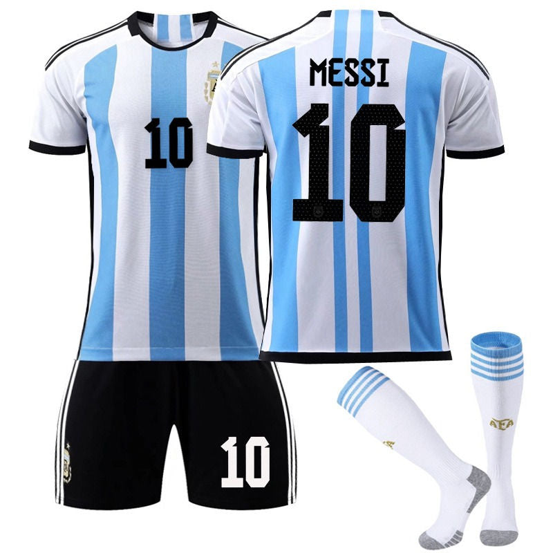 MESSI #10 Argentina Home Jersey 2022/23 Soccer Jersey Kit Football T-shirt Set For Adult Kids