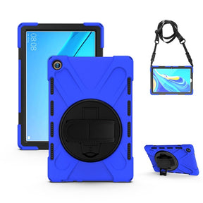OnePiece Tablet Case Anti-fall Protective Cover Bulit-in Kickstand/Hand+Neck Strap For HuaWei MediaPad M6 10.8inch 2019/Matepad 10.8inch-Blue