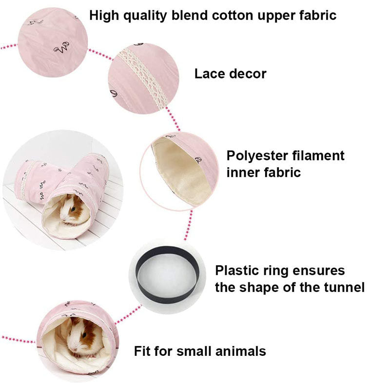 Guinea Pig Tunnels and Tubes Collapsible 3 Way Hideout-Pink