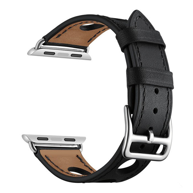 Leather Watch Strap For Apple iWatch-Black