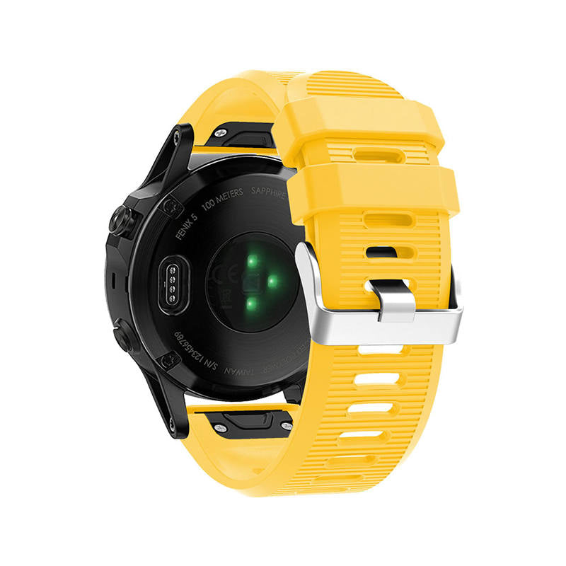 26mm Strap For Garmin Fenix 5X/5X Plus/3/3 HR/6X/6X Pro Watchband Quick Release Easy Fit Silicone Bands Silver Buckle-Yellow