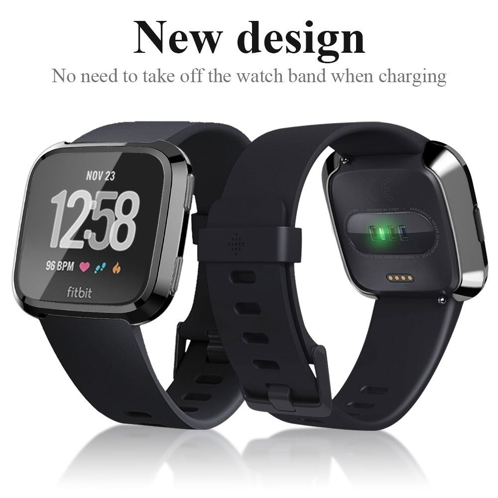 For Fitbit Versa Electroplated TPU Watch Case -Black