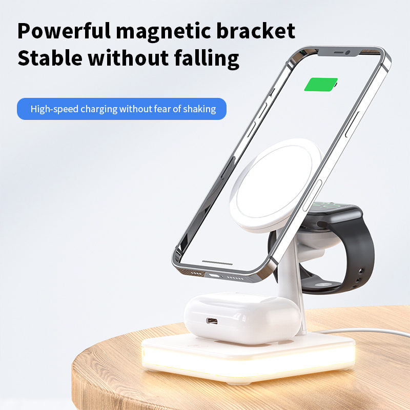 3-in-1 Magnetic Wireless Charger Stand for iPhone 12 iWatch AirPods-Black