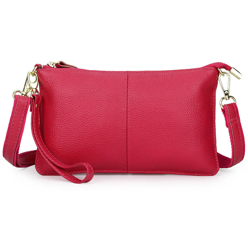 Leather Clutch Small Envelope Crossbody Bags for Women-RoseRed