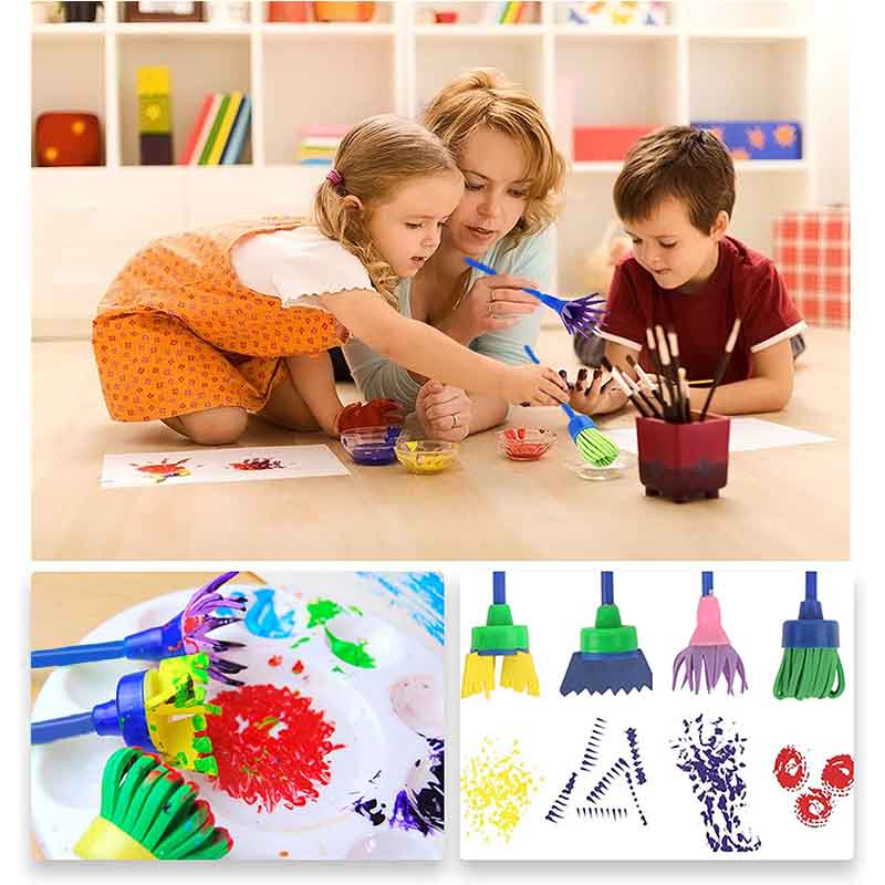 32 Pcs Painting DIY Paint Sponges Tool Early Learn Set for Kids-Yellow