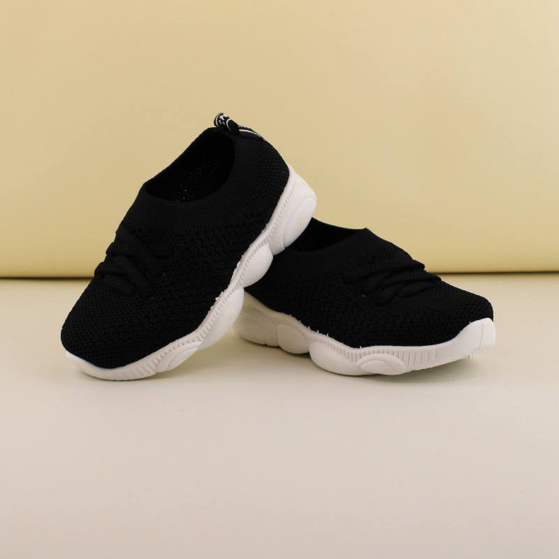 Baby First Walking Shoes Toddler Boys Girls Cotton Mesh Breathable Sneakers-Black