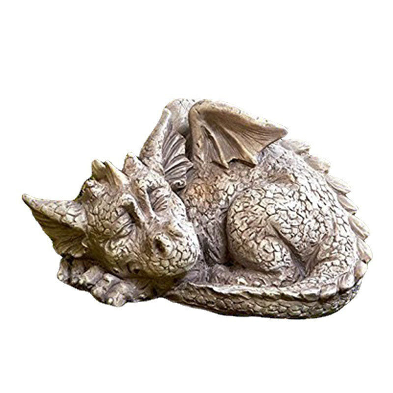 Adorable Mythical Creature Baby Sleeping Dragon for Garden Lawn -Dragon Facing Left