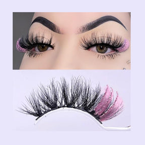 5 Pairs Glitter Mink Lashes Colored False Eyelashes Reusable-SetA