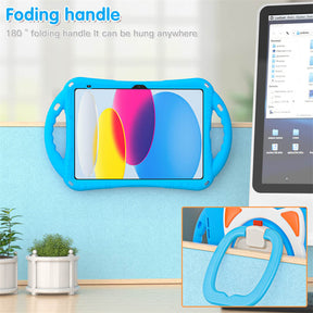 Cat Tablet Case For iPad 10th Kids Friendly with Handle Stand-LightBlue