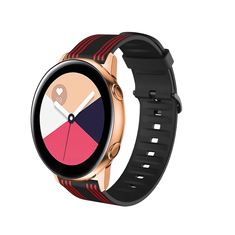 Silicone Band Striped Watch Band For Samsung Galaxy Watch 42/46mm Gear S3 Frontier/Classic(Black Red)