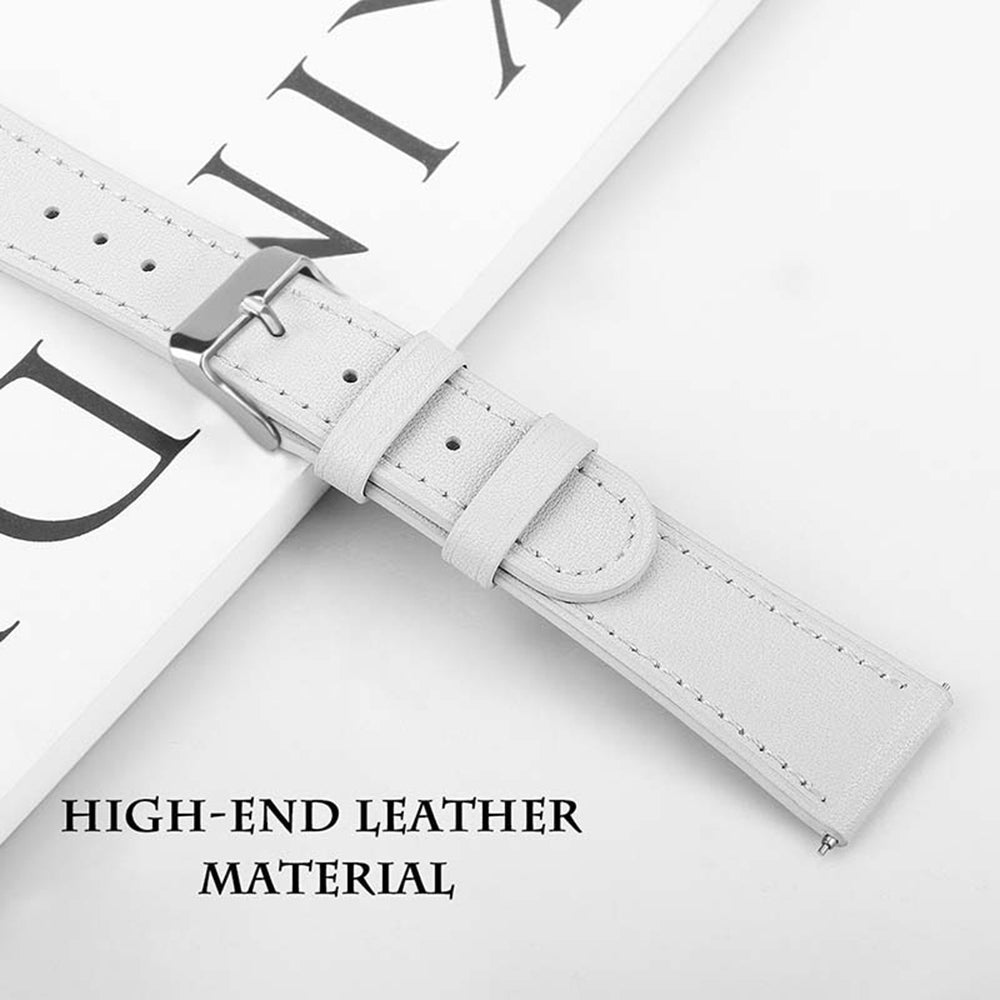 First Layer Cowhide Round Tail Leather Watch Band For Samsung Galaxy Watch 42/46mm Gear S3 Frontier/Classic(White)