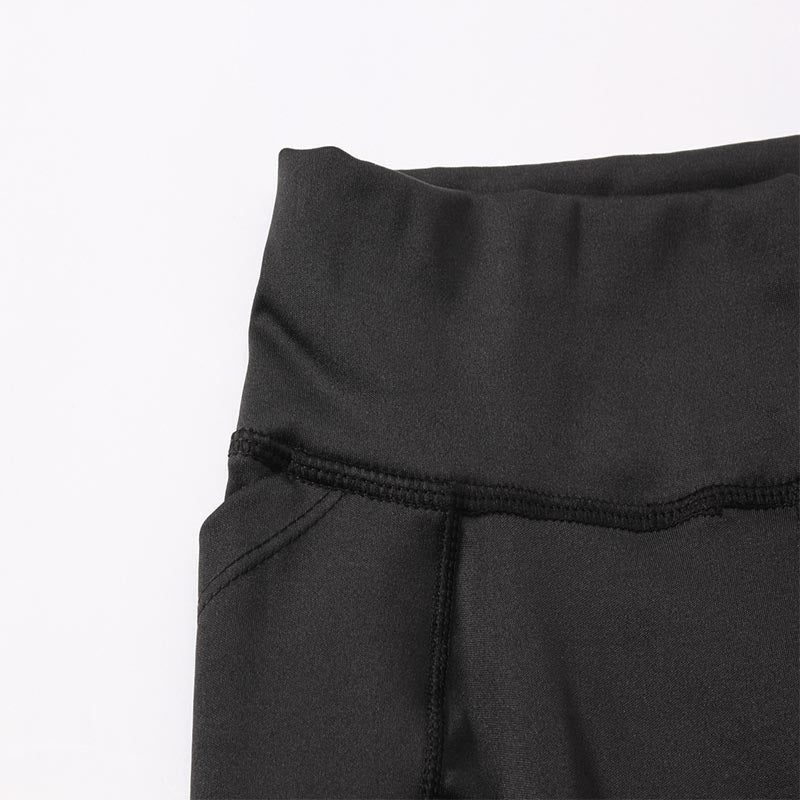 Women Yoga Shorts With Pocket High Waist Fitness Leggings Sports Running Quick Drying Perspiration Tights 2034-Black
