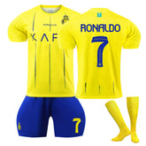 Al-Nassr FC Home Jersey RONALDO #7 Soccer Jersey Kids Adult 3-Pieces Jersey Kits