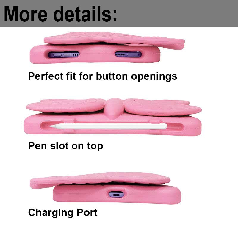 iPad Case For iPad Mini 6 Cartoon 3D Butterfly EVA Proof Shockproof Case with Bracket-PInk