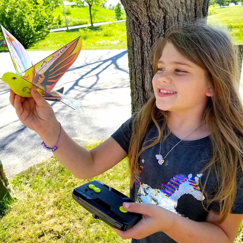 Kids Flying Remote Control Bird Toy with Bionic Flapping Wings-Orange