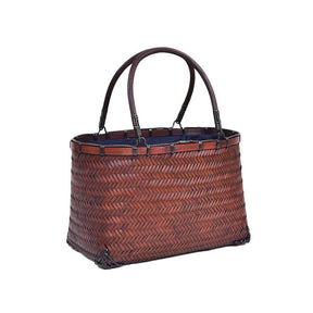 Retro Womens Bamboo Handbag Handmade Large Tote Bag Wicker Basket Bag