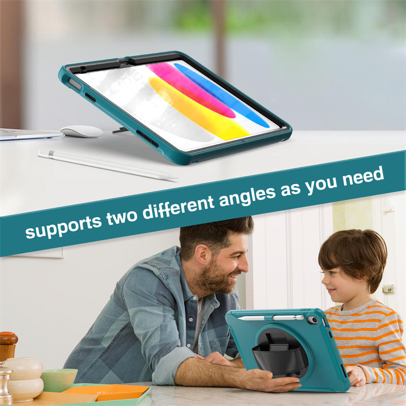 Tablet Case For iPad 10th with 360¡ã Kickstand/Hand Strap Shockproof-Blue1