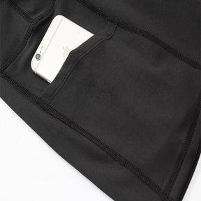 Women Yoga Shorts With Pockets High Waist Running Fitness Leggings Sports Quick Drying Tight Pants 2049-Black