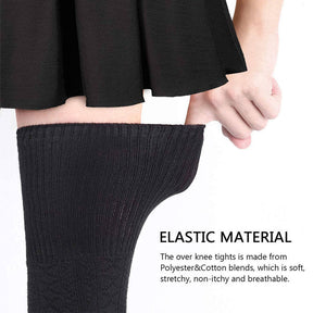 6 Packs F Womens Long Solid Color Socks Over Knee Thigh High Socks Warm Stocking