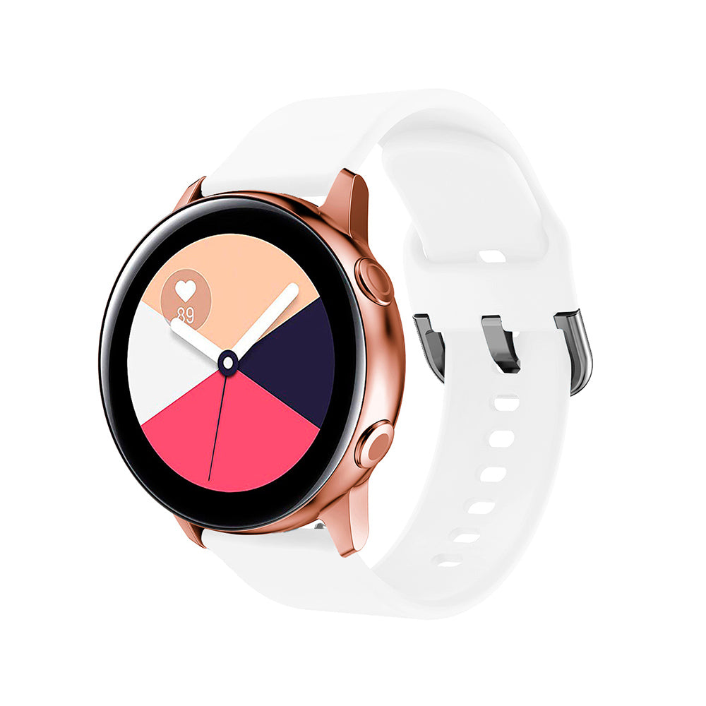 Soft Silicone Silver Square buckle Watch Band For Samsung Galaxy Watch 42/46mm Gear S3 Frontier/Classic(White)