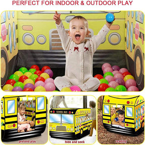 Kids Pop Up Play Tent Foldable for Indoor and Outdoor-School Bus