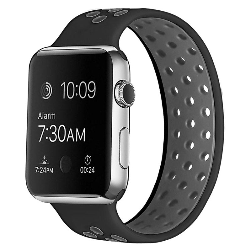 Sports Breathable Silicone Solo Loop Watchband for Apple Watch Series 6/5/4/3/2/1/SE-BlackGray