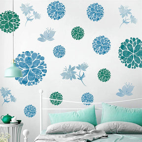 DIY Creative Blue Flowers Vines Decals Wall Stickers Home Removable Decor