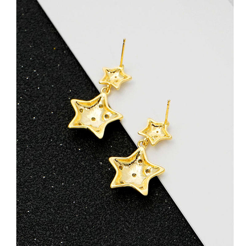 Pair Of Fashion Pentagram Crystal Earrings For Women