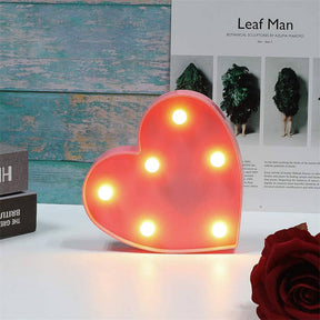 LED Marquee Lights Heart Shaped for Night Light Wedding Birthday Party Battery Powered Christmas Lamp Home Bar Decoration -Pink