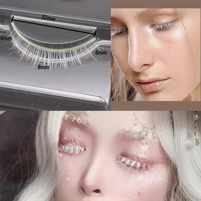 3 Pairs White False Eyelashes Anime Cosplay Extension Party Lashes