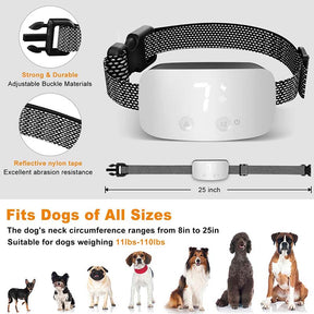 Bark Collar for Dogs Rechargeable Anti Barking Training Collar Adjustable Sensitivity-White