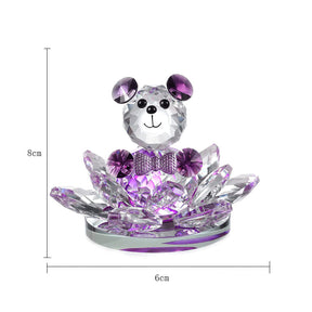 Crystal Bear Lotus Figurine Ornament Gift for Valentine's Day-Purple