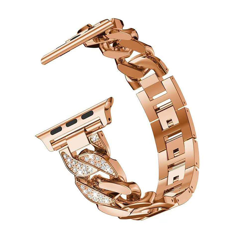 DP Bling Watch Band Stainless Steel Wristbands for Apple iWatch Series 1/2/3/4/5/6/SE For Women-Rose Gold