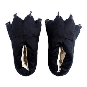 Unisex Soft Plush Home Slippers Animal Paw Claw Shoes-Black