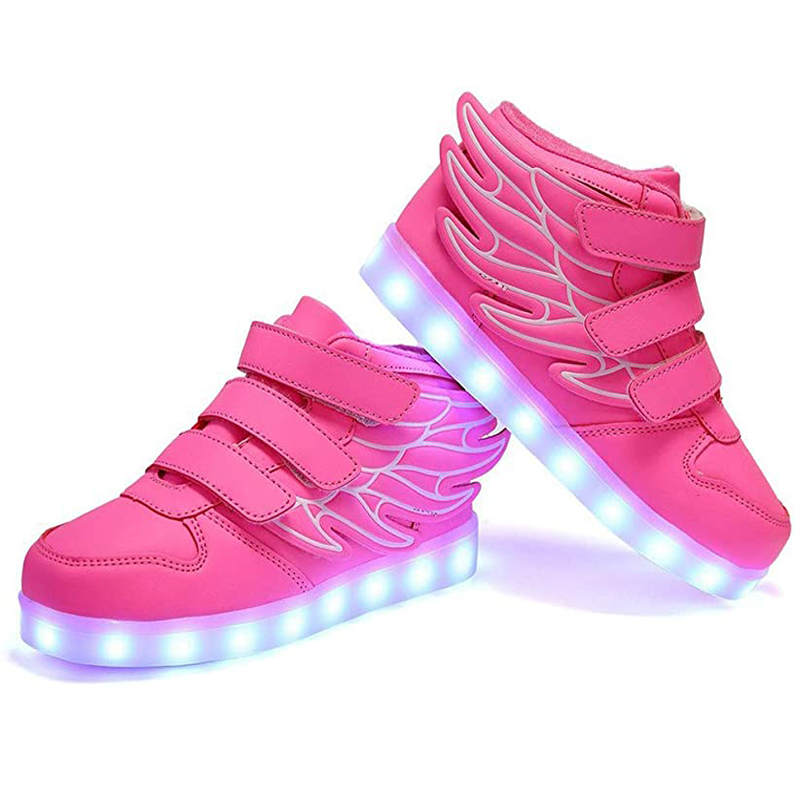 LED Light Sneakers USB Rechargeable Flashing Shoes for Boys Girls-Pink