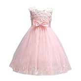 Girls Tulle Lace Flower Princess Wedding Dress For Toddler And Baby Girl-Flesh Pink
