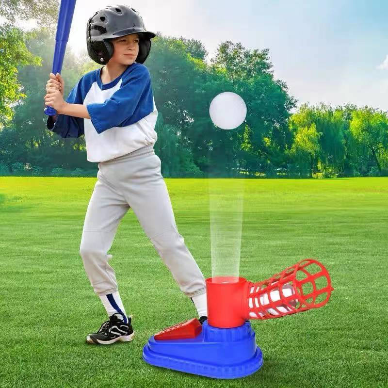 Kids Baseball Pitching Machine with Youth Bat and 3 Plastic Baseballs