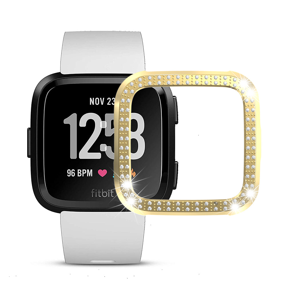 Double Row Diamond Bling Case For Fitbit Versa Cover-Gold