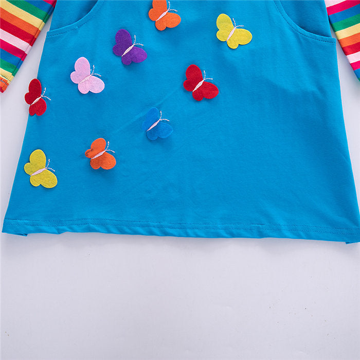 Winter Cotton Toddler Girl Clothes Long Sleeve Girls Dresses For Kids-Light Blue