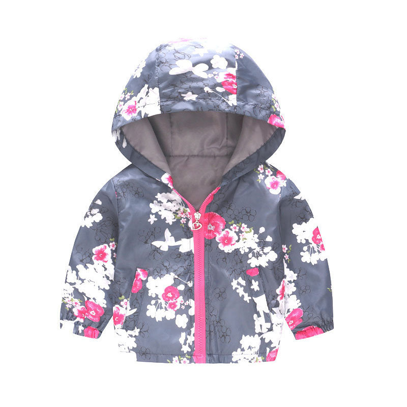 Boys Girls Cartoon Print Zip Lightweight Jacket Hooded Coats Casual Windbreaker-4