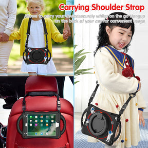 iPad Case Shockproof Case With Handle Stand Shoulder Strap for iPad 9.7 2018/2017/Pro9.7/Air2/Air-Black