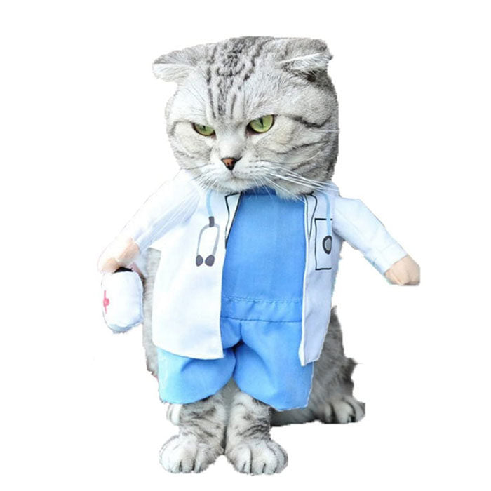 Pet Halloween Costumes for Dog Cat Funny Doctor Uniform