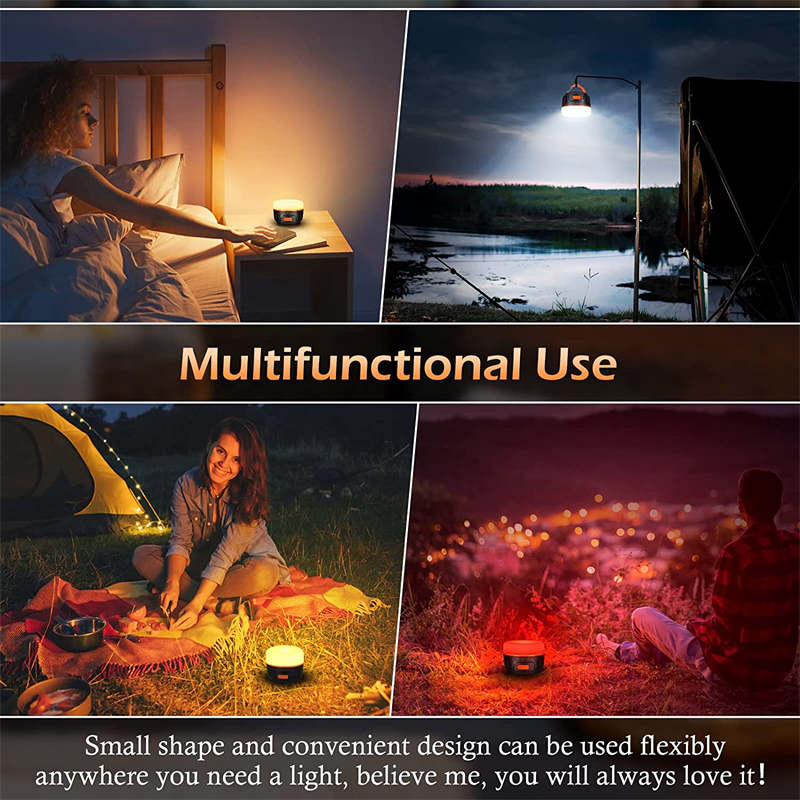 Portable LED Camping Light Magnetic Base for Hurricane Emergency Hiking-Orange