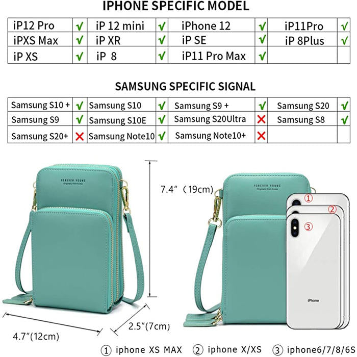 Crossbody Phone Bag for Women Small Shoulder Bag Cell Phone Wallet Purses and Handbags with 14 Credit Card Slots-Lightgreen