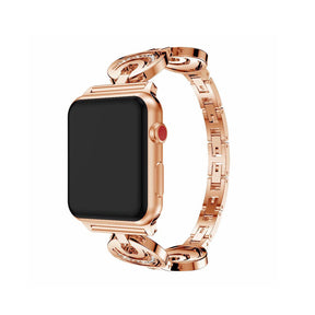 Stylish Hollow Diamond Breathable Metal Watch Band For Apple Watch SE/6/5/4/3/2/1(Rose Gold)
