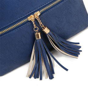 Lightweight Medium Crossbody Bag with Tassel-Sapphire