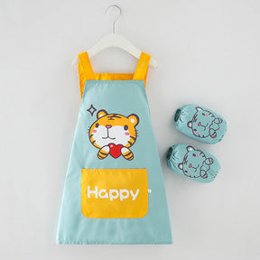 Children Cute Animal Pattern Painting Waterproof Apron Set-Tiger